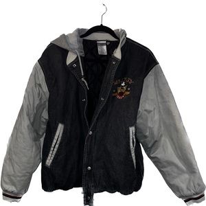 Vintage Mickey Mouse jean varsity jacket!